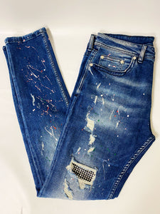 Jeans OiO Strong Blue With Paint & Stones Model 9084