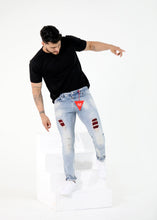 Load image into Gallery viewer, Jeans OiO Soft Blue &amp; Red Stones Model 9085